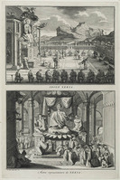 KG 11940
<br/>
Oost-Indië: De Godheid Xekia (2x).
<br/>
<em>Picart, Bernard (1673-1733)</em>